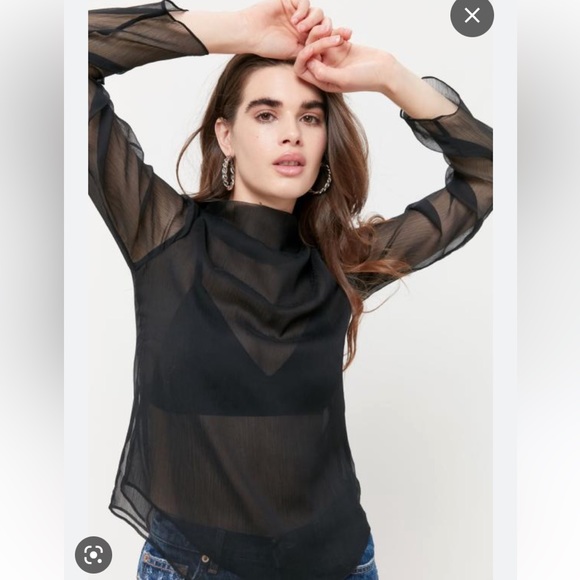 UO Sheer mock neck blouse - Picture 3 of 5